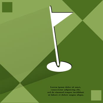 golf flag. Flat modern web design on a flat geometric abstract background . 