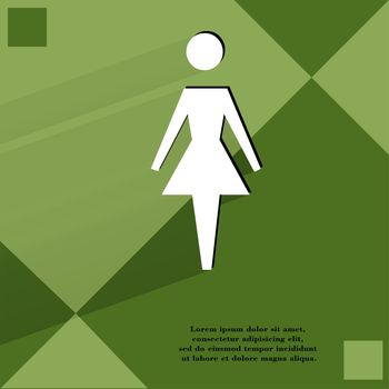 woman restroom. Flat modern web design on a flat geometric abstract background . 