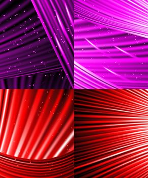 Set of background of colourful luminous rays.  illustration