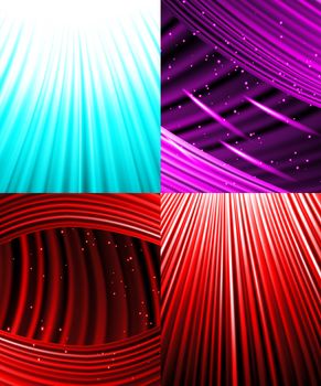 Set of Abstract luminous rays background.  illustration