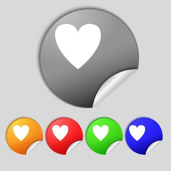 Heart sign icon. Love symbol. Set colur buttons.  illustration