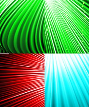 Set of Abstract luminous rays background.  illustration