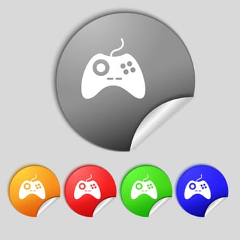 Joystick sign icon. Video game symbol. Set colourful buttons.  illustration