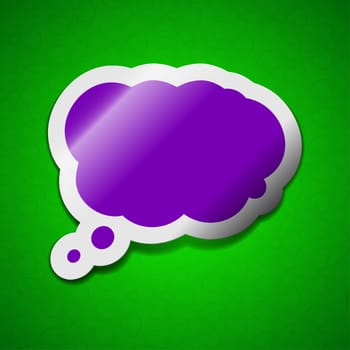 Speech bubble icon sign. Symbol chic colored sticky label on green background.  illustration