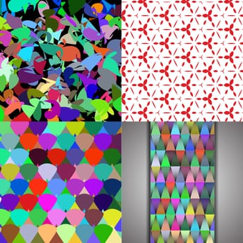 Set of Abstract rainbow colorful tiles mosaic painting geometric palette pattern background.  illustration