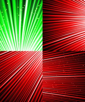 Set of Abstract luminous rays background.  illustration