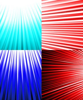 Set of Abstract luminous rays background.  illustration