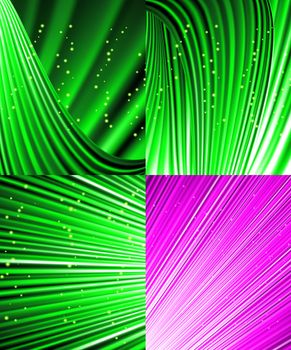 Set of Abstract luminous rays background.  illustration