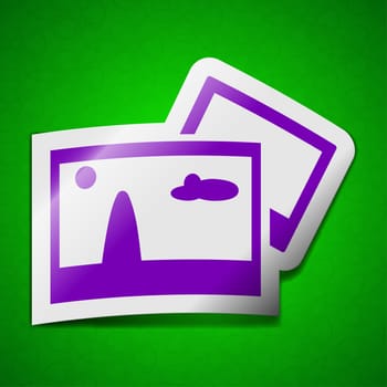 Copy File JPG  icon sign. Symbol chic colored sticky label on green background.  illustration