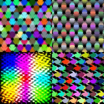 Set of Abstract rainbow colorful tiles mosaic painting geometric palette pattern background.  illustration