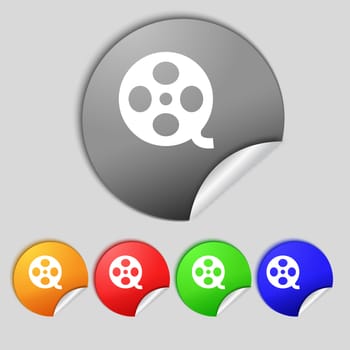 Video sign icon. Video frame symbol. Set colourful buttons.  illustration