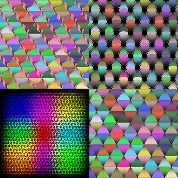 Set of Abstract rainbow colorful tiles mosaic painting geometric palette pattern background.  illustration