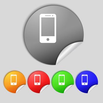 Smartphone sign icon. Support symbol. Call center. Set colur buttons  illustration