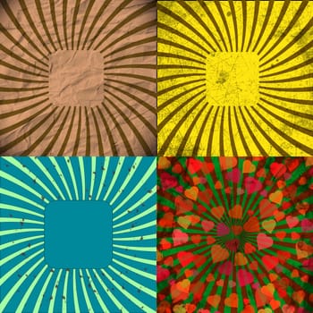 Set Vintage Colored Rays background. .  illustration