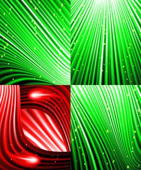 Set of Abstract luminous rays background.  illustration