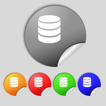 Hard disk and database sign icon. flash drive stick symbol. Set colourful buttons.  illustration