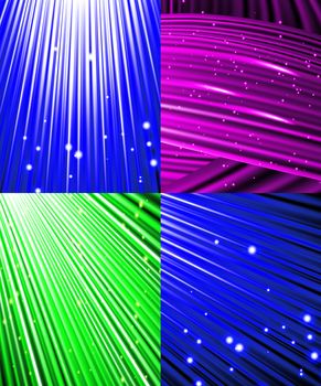 Set of Abstract luminous rays background.  illustration