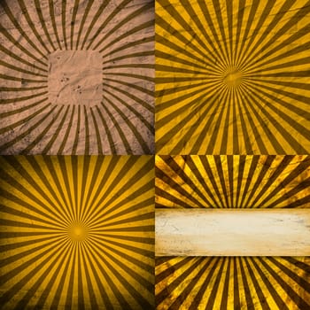 Sunburst Retro Textured Grunge Background Set. Vintage Rays.  illustration