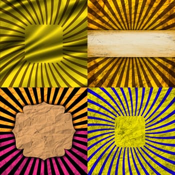 Sunburst Retro Textured Grunge Background Set. Vintage Rays.  illustration