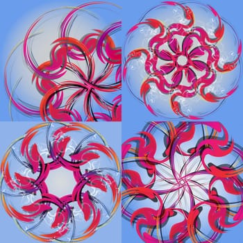 Set of abstract rainbow colored backgrounds with swirl.  Illustration