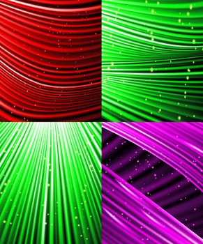 Set of Abstract luminous rays background.  illustration