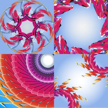 Set of abstract rainbow colored backgrounds with swirl.  Illustration