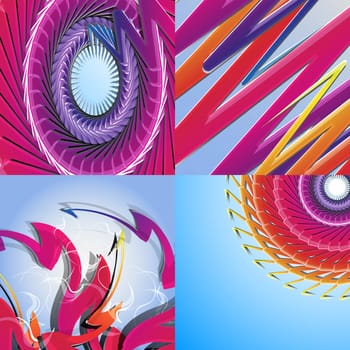 Set of Abstract modern wave colorful background.  illustration