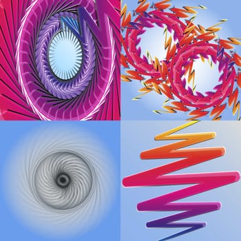 Set of Abstract modern wave colorful background.  illustration