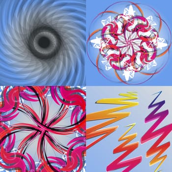 Set of abstract rainbow colored backgrounds with swirl.  Illustration