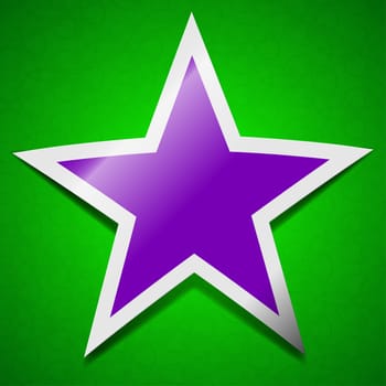 Star icon sign. Symbol chic colored sticky label on green background.  illustration