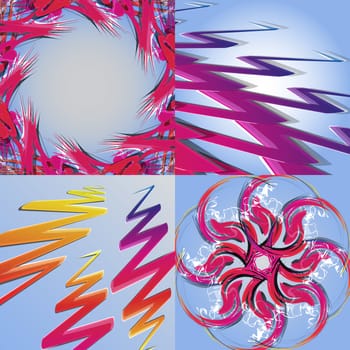 Set of abstract rainbow colored backgrounds with swirl.  Illustration