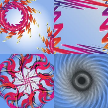 Set of abstract rainbow colored backgrounds with swirl.  Illustration