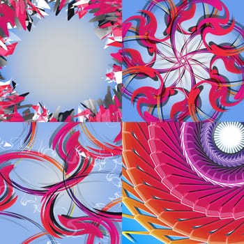 Set of abstract rainbow colored backgrounds with swirl.  Illustration