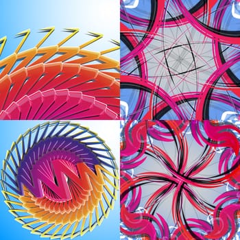 Set of abstract rainbow colored backgrounds with swirl.  Illustration