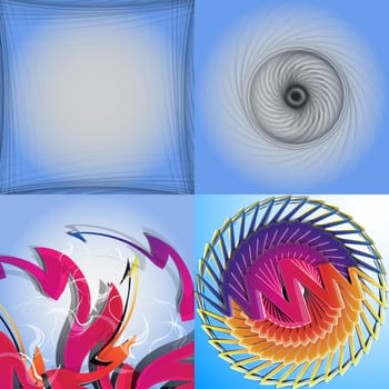 Set of abstract rainbow colored backgrounds with swirl.  Illustration