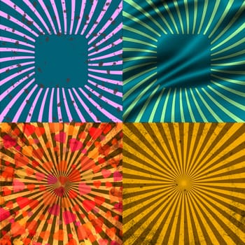 Set Vintage Colored Rays background. .  illustration