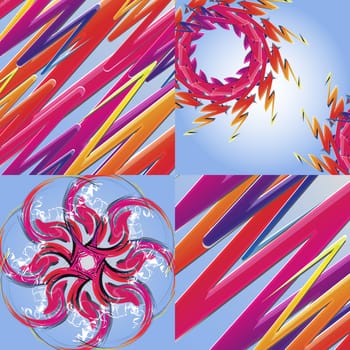 Set of abstract rainbow colored backgrounds with swirl.  Illustration