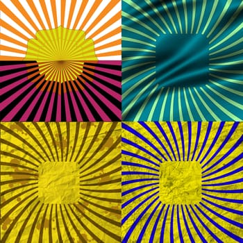 Set Vintage Colored Rays background. .  illustration