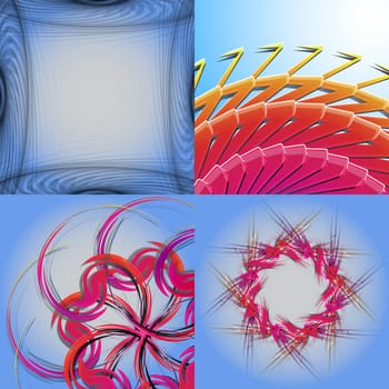 Set of abstract rainbow colored backgrounds with swirl.  Illustration