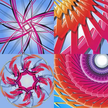 Set of abstract rainbow colored backgrounds with swirl.  Illustration