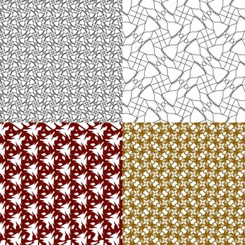 4 Geometric patterns, tiling. Set of  abstract vintage backgrounds.  illustration