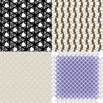 Set of 4 monochrome elegant patterns. ornaments. May be used as background