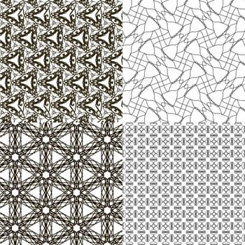 4 Geometric patterns, tiling. Set of  abstract vintage backgrounds.  illustration