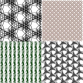 Set of 4 monochrome elegant patterns. ornaments. May be used as background