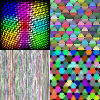 Set of Abstract rainbow colorful tiles mosaic painting geometric palette pattern background.  illustration