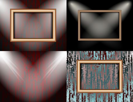 Set of Background with frames and spotlights.  illustration