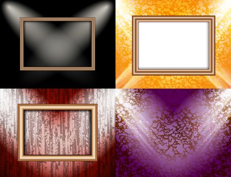 Set of Background with frames and spotlights.  illustration