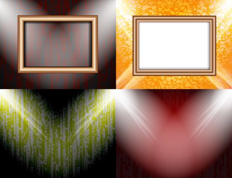 Set of Background with frames and spotlights.  illustration