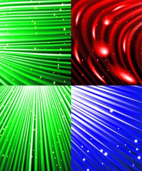 Set of background of colourful luminous rays.  illustration