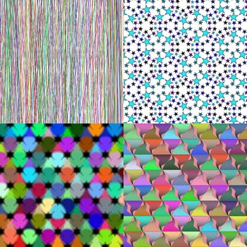 Set of texture of many small brightly colored figures.  illustration